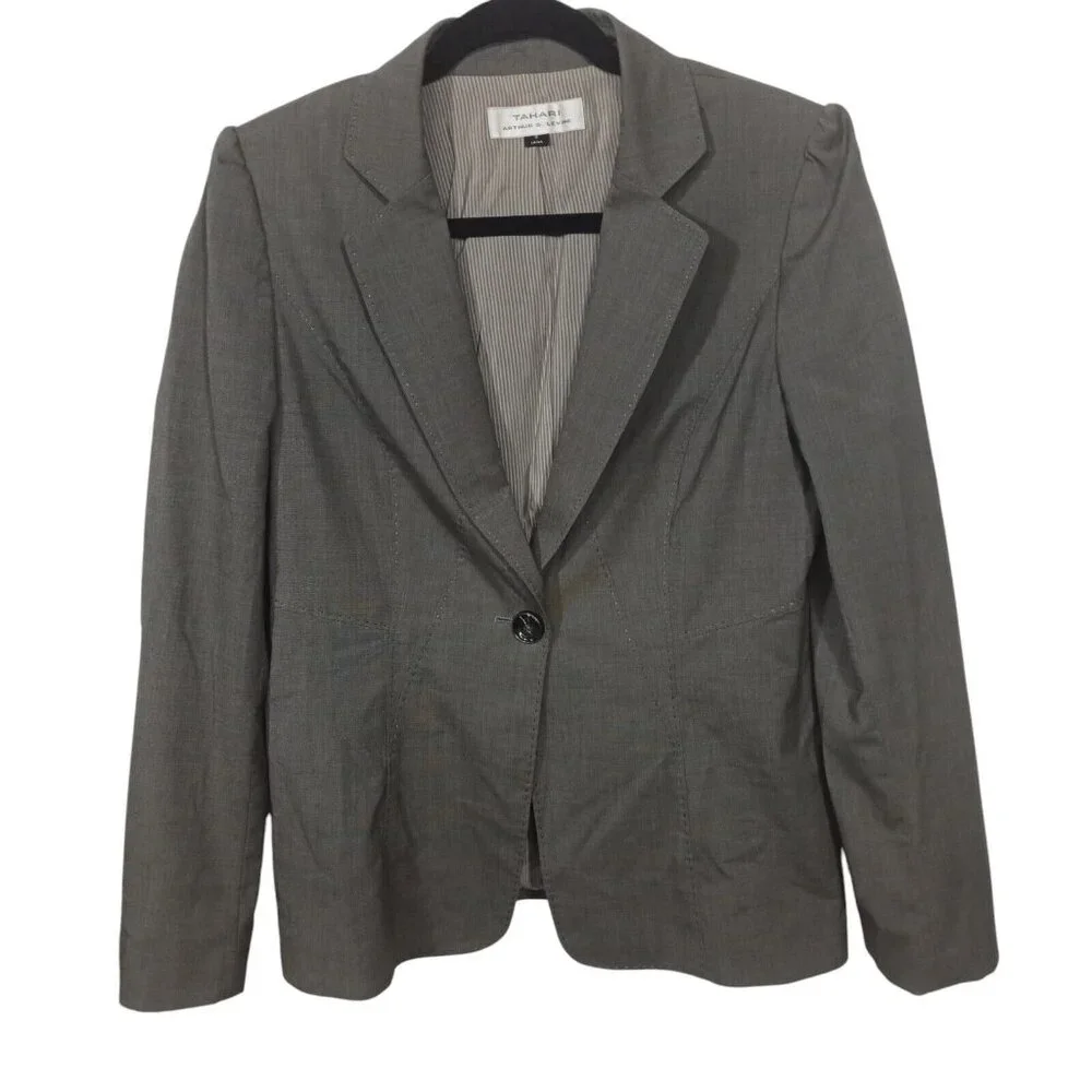 Tahari Arthur S Levine Jacket Womens 8 Old Money Blazer Classic Corp Workwear